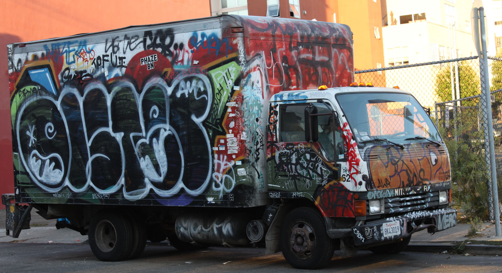 Tagged truck parked on Treat Avenue in the Mission