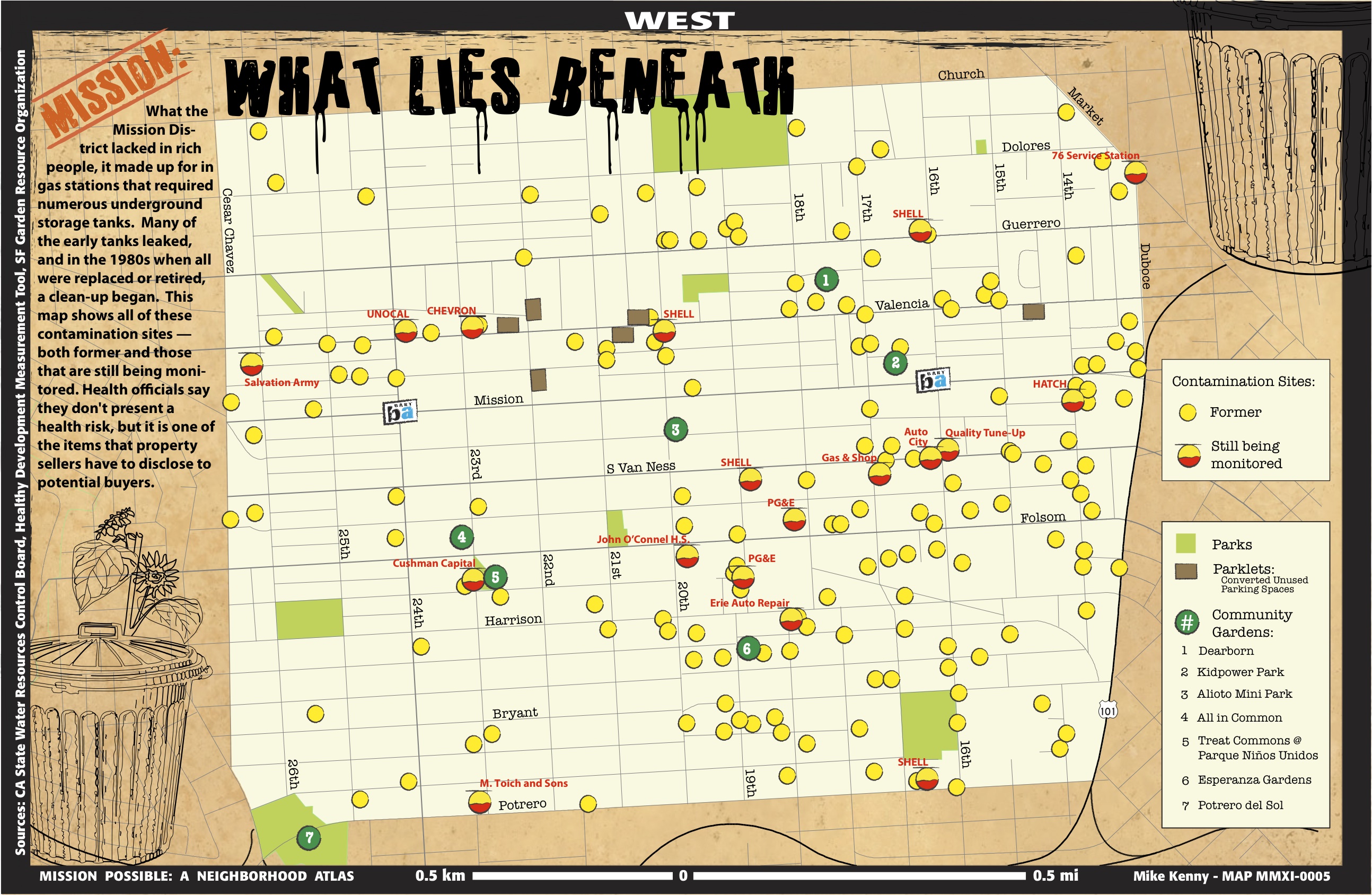 a map showing contaminated sites