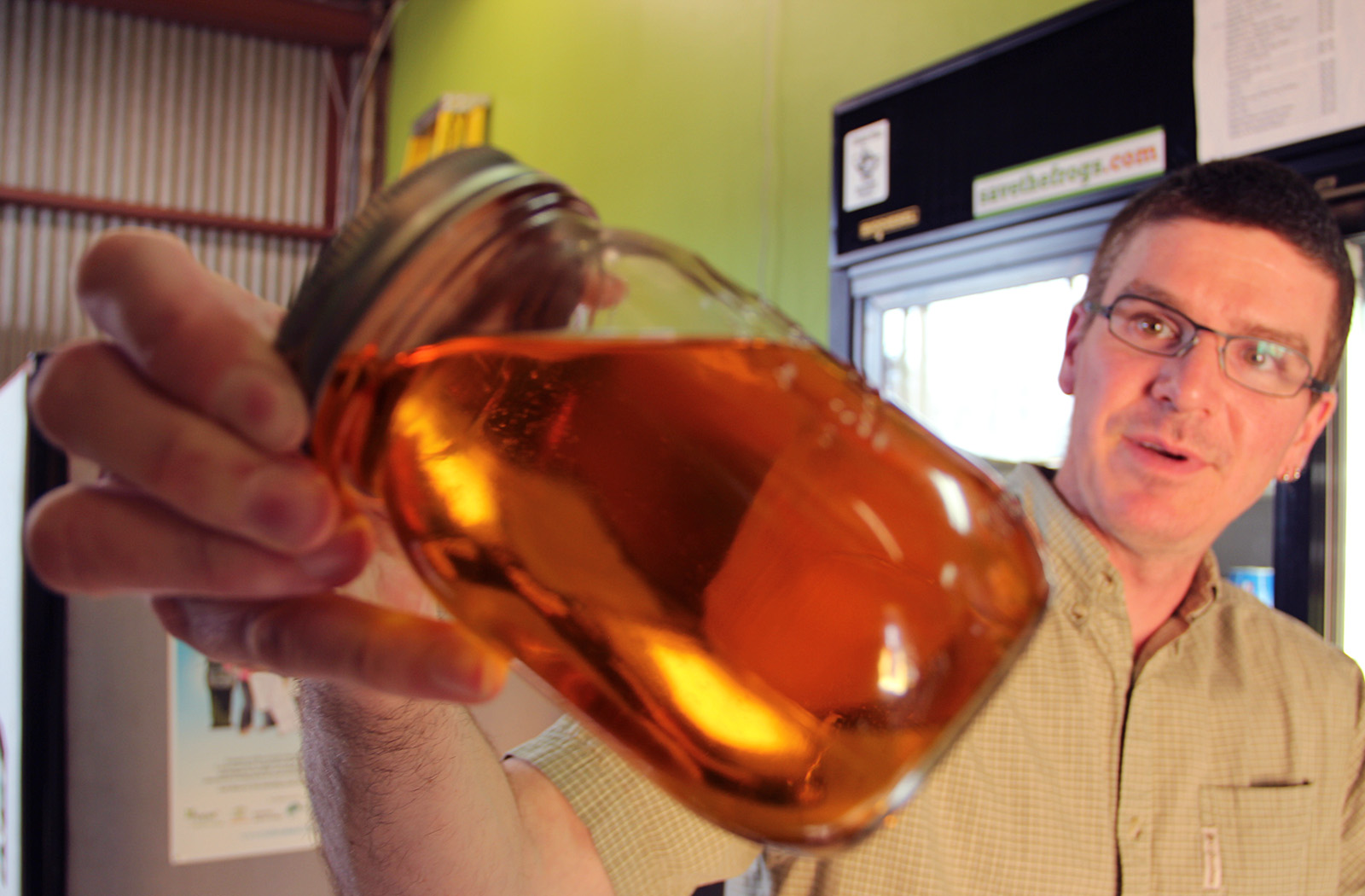 Andrew Pannell with a biodiesel sample