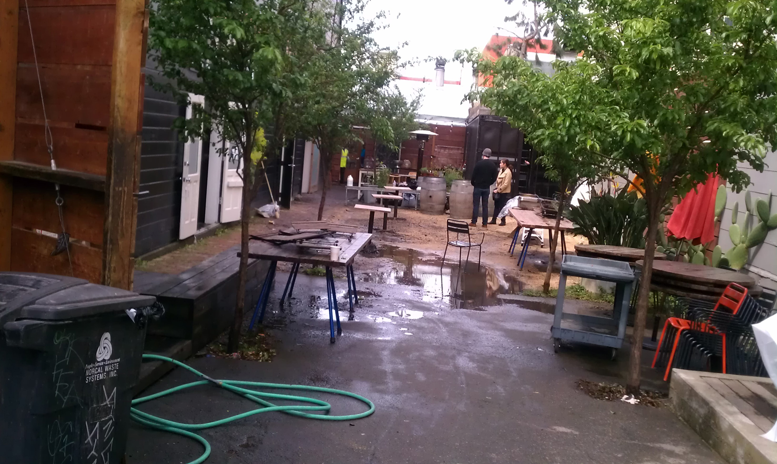 Stable Cafe's courtyard and Saison were affected by this morning's flood.