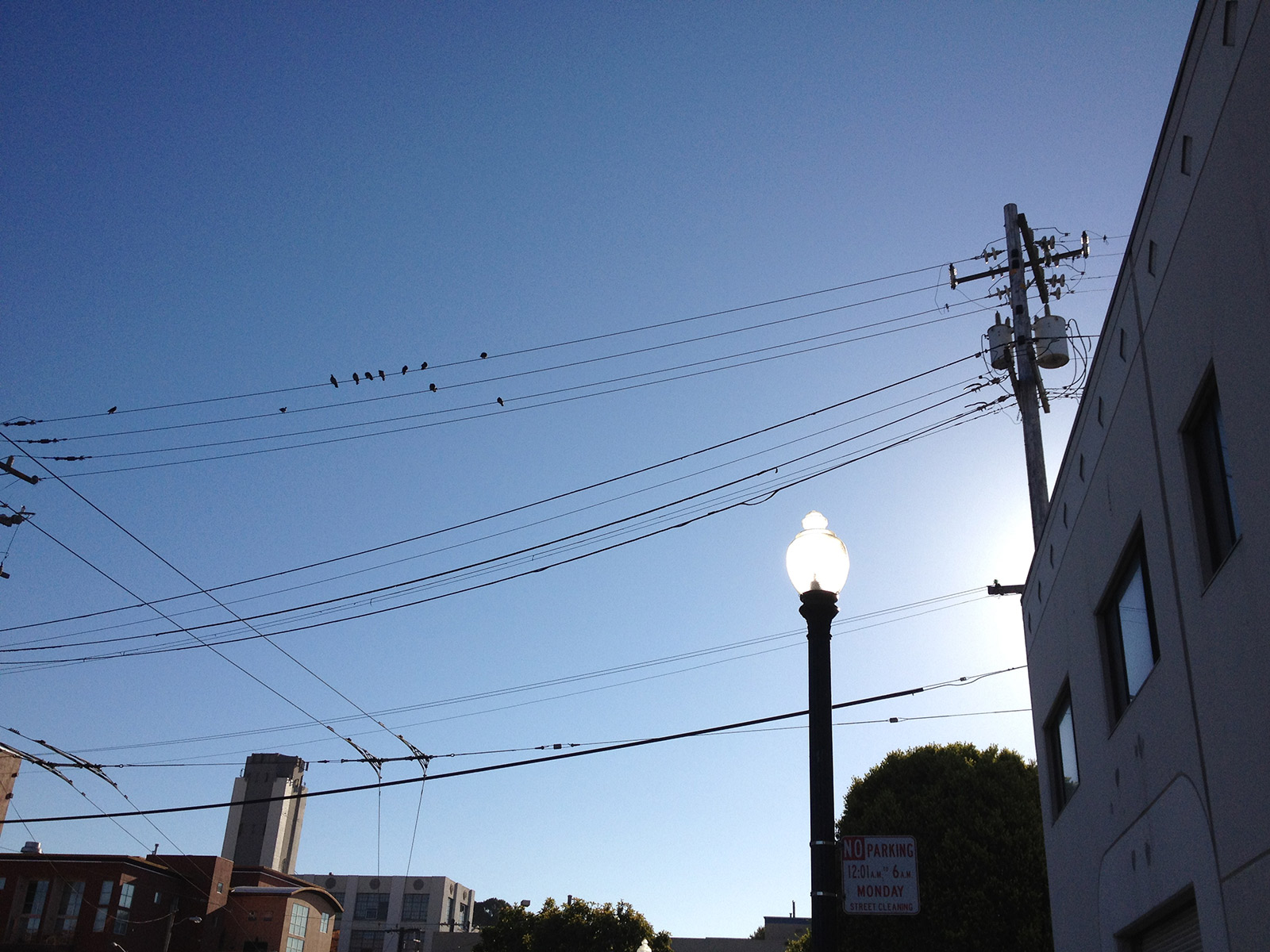 A photo of a lamp lit by sunlight
