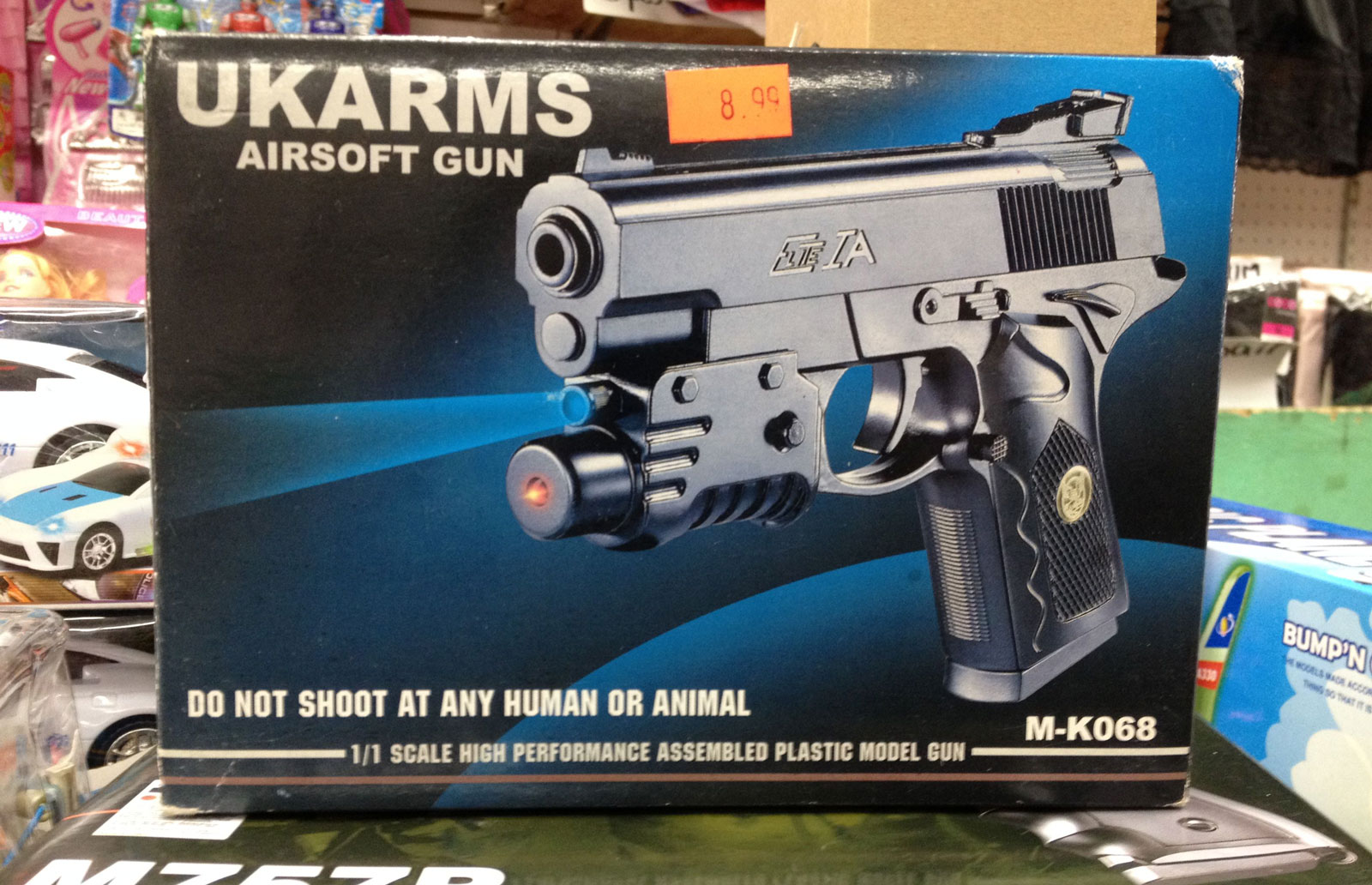 Boxed BB gun on display