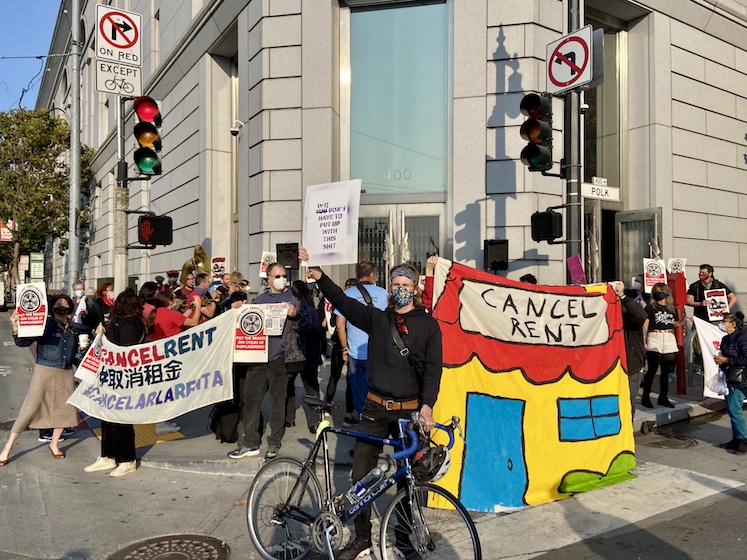 protest at eviction court