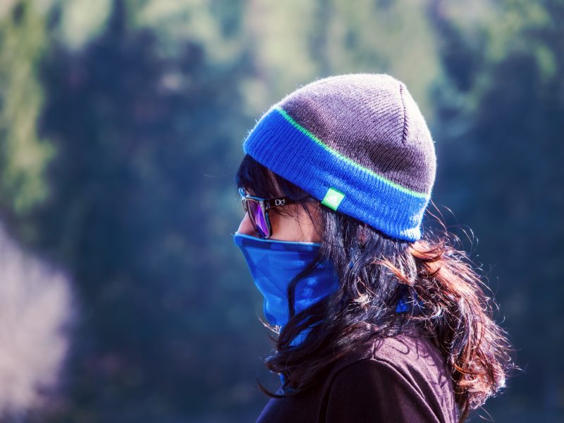 Woman with coronavirus mask