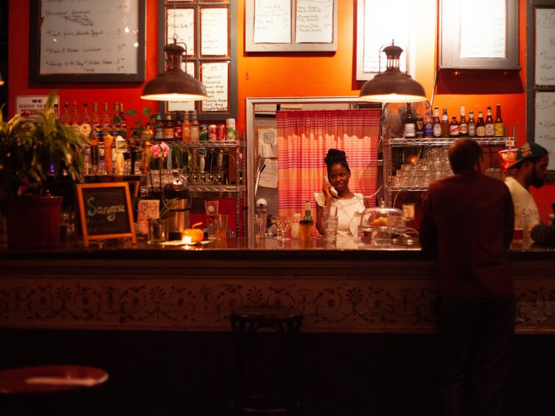 The bar of Revolution Cafe, as captured by Sanya Szabo.