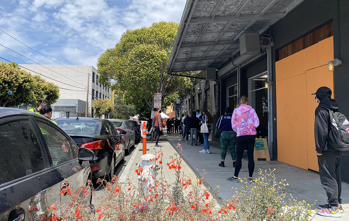 The line at the Alabama Street Hub on Thursday, July 30, 2021