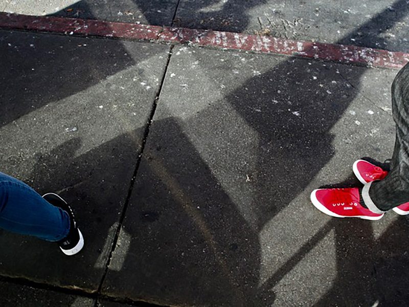 Red shoes on 16th Street
