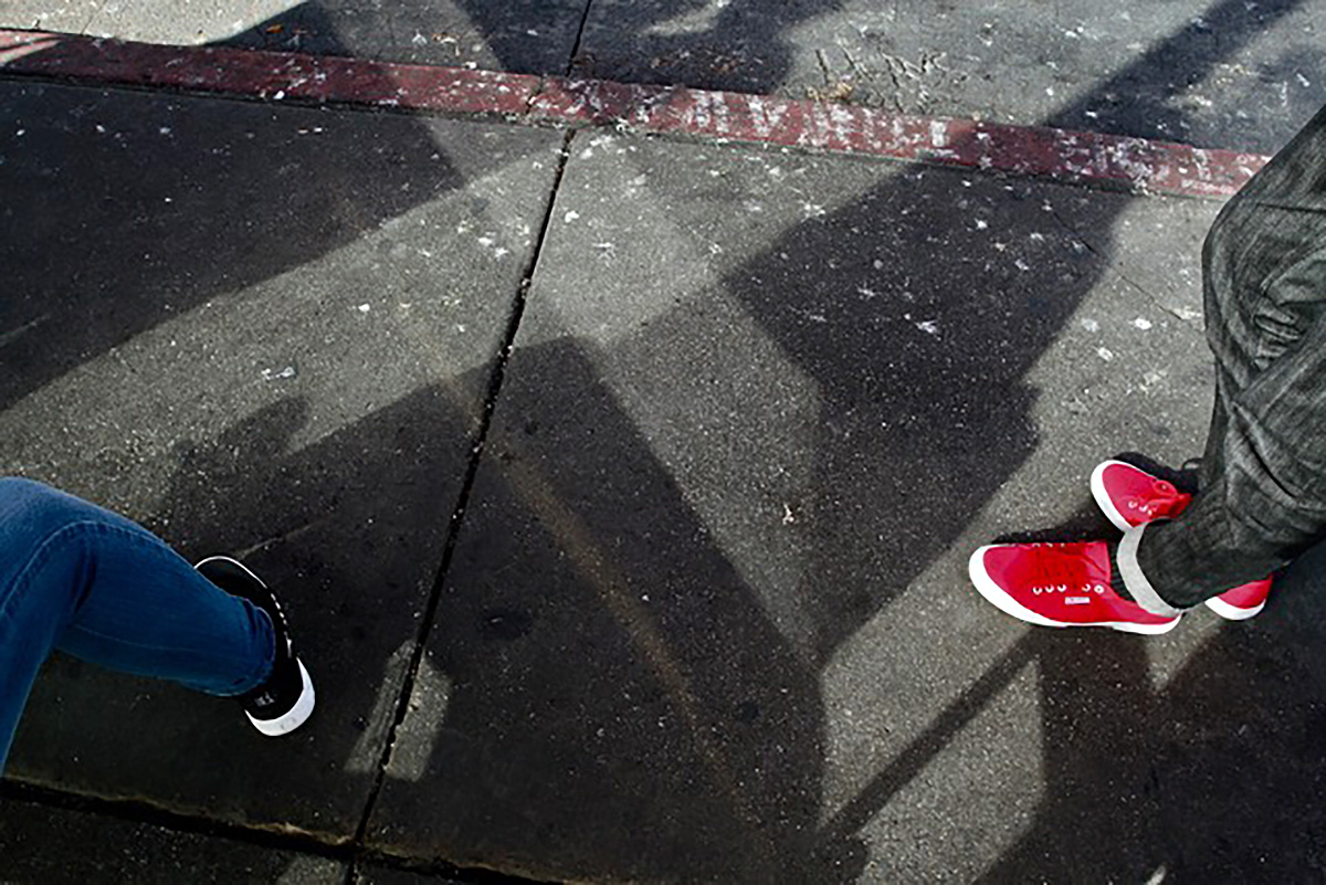 Red shoes on 16th Street