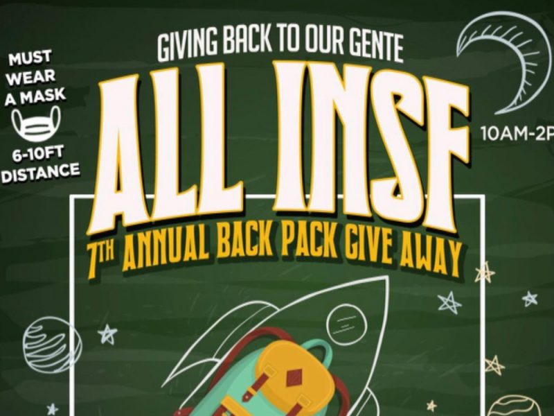 School Supplies. Backpacks. Giveaways. All in SF. Poster.