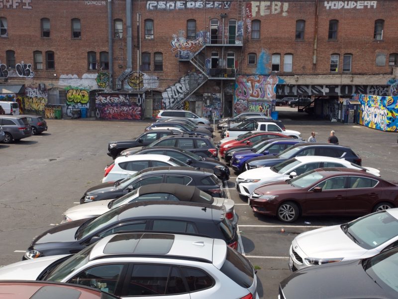 Parking lot with cars