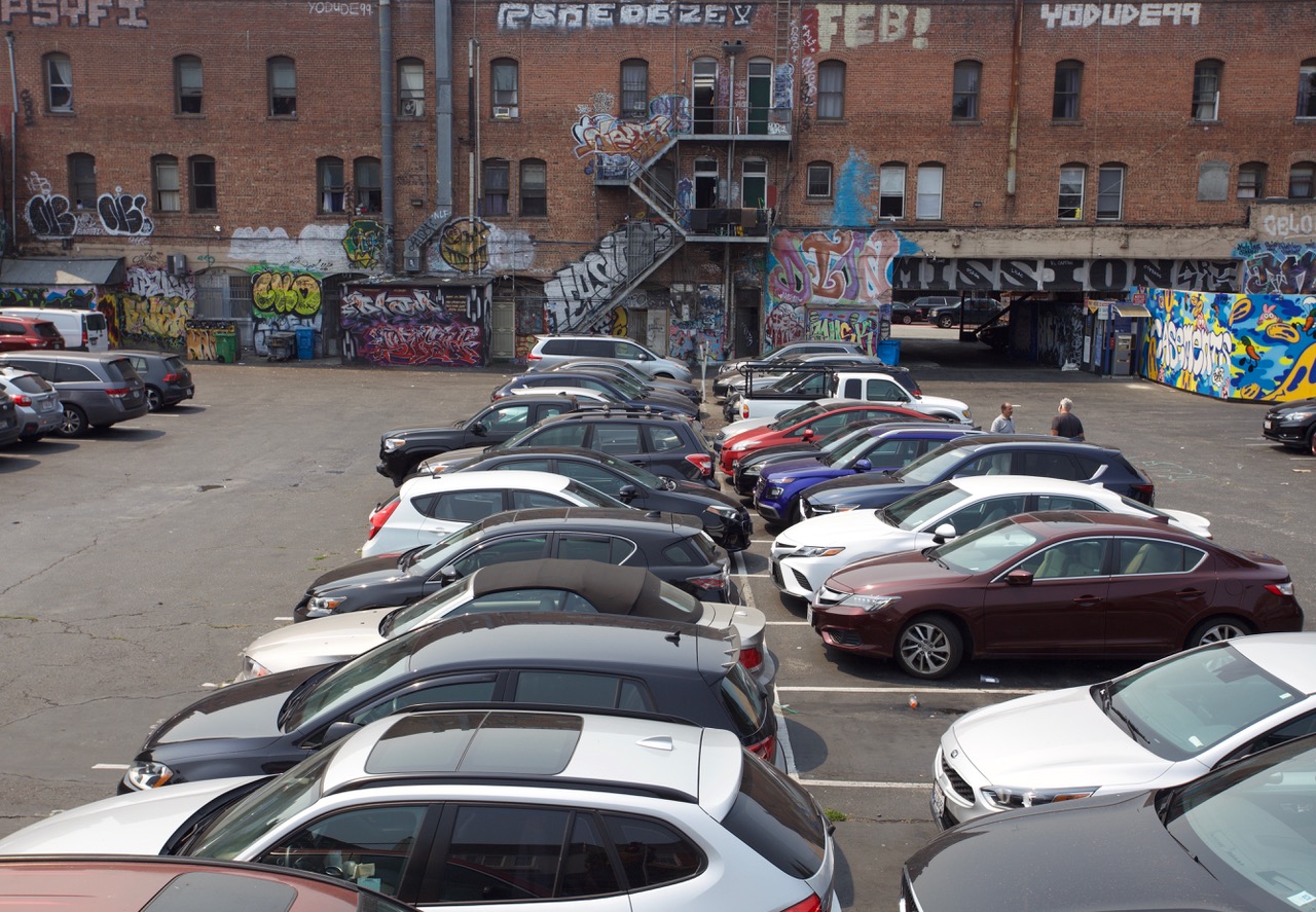 Parking lot with cars