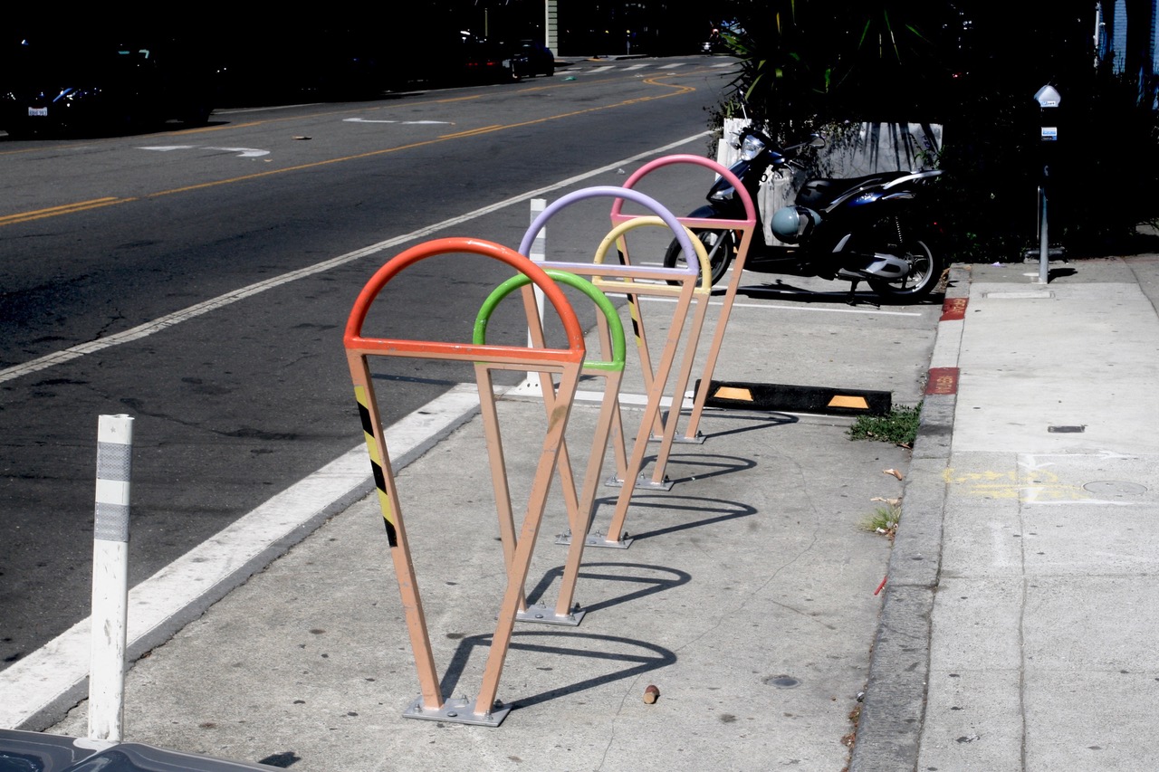 Bike stands in the shape of ice cream cones