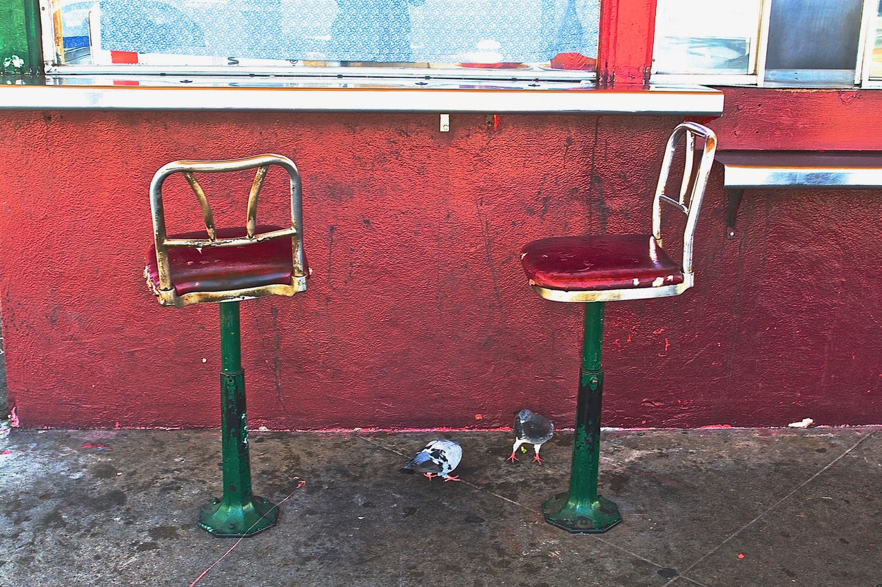 Two empty chairs at Whiz Burer
