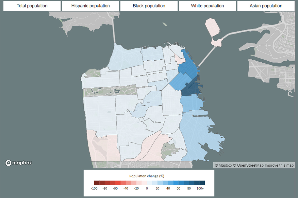 Map. Population Change. San Francisco.