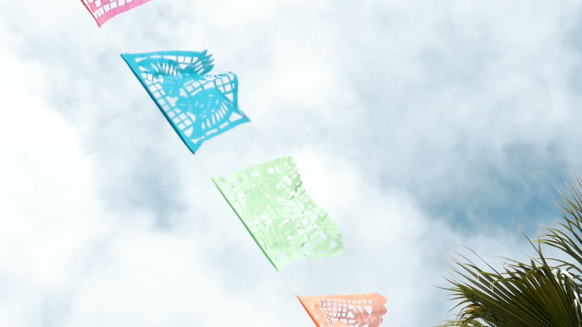 Papel picado decorations for Carnaval