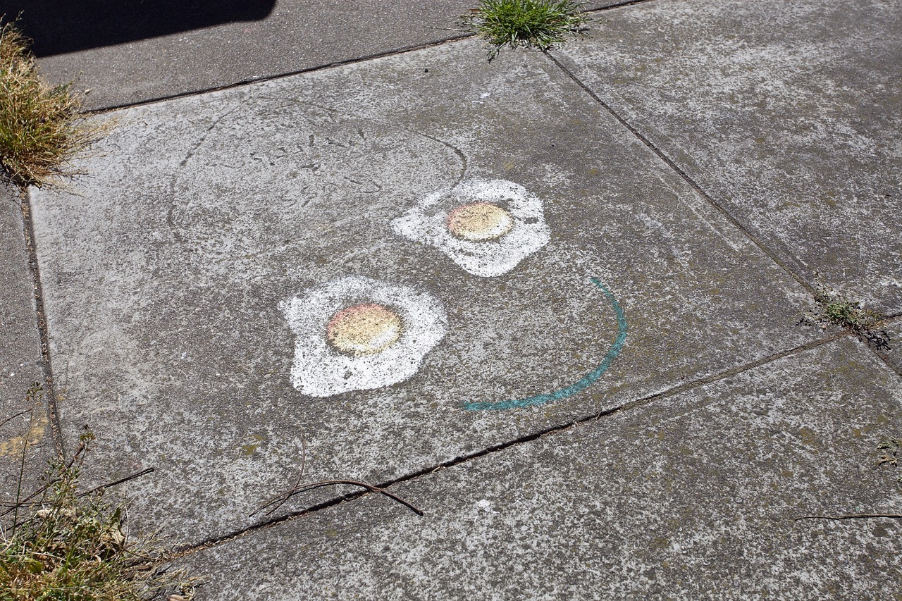 stencil of eggs on the sidewalk on cumberland