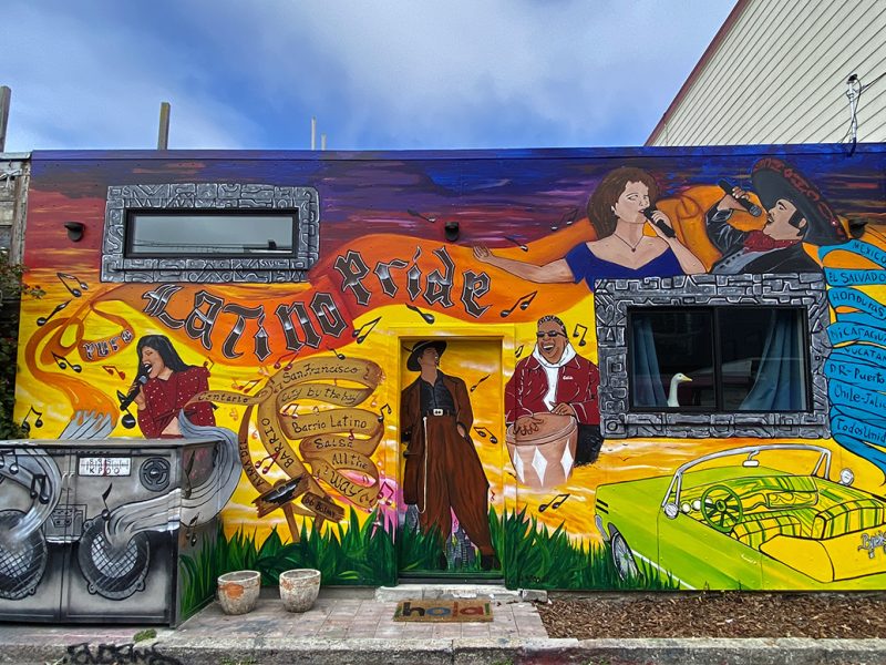 A mural, Latino Pride, on Balmy alley