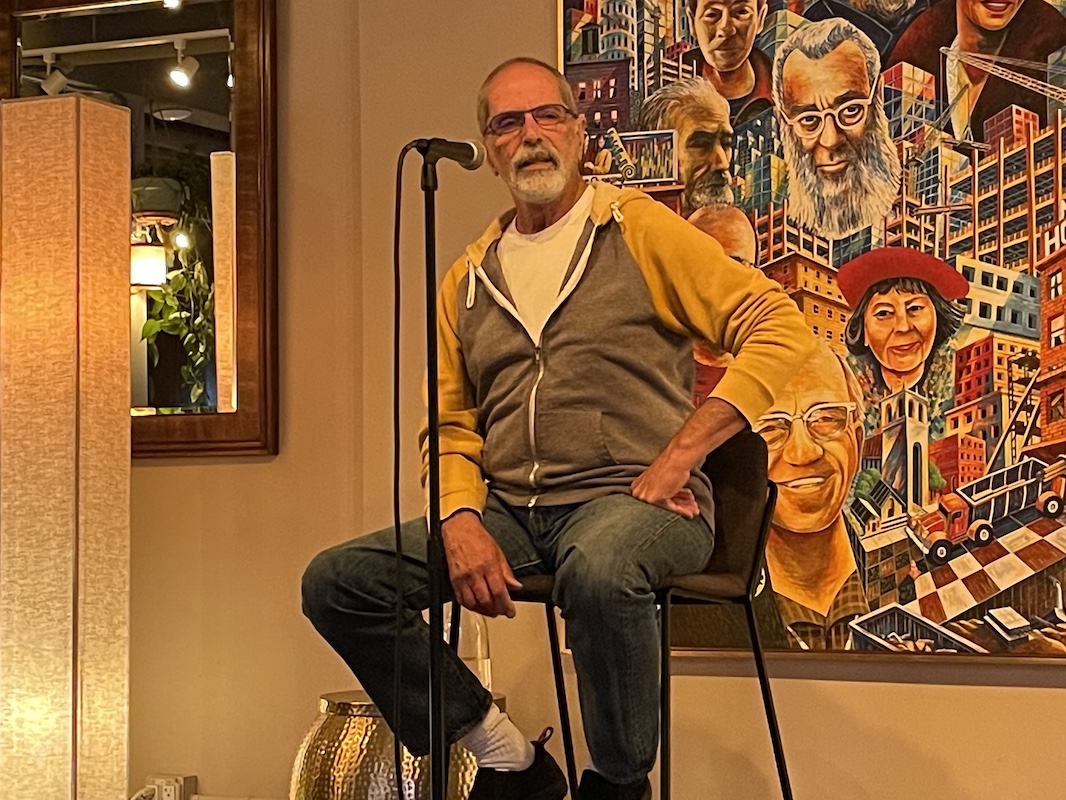 Harry Breaux talking about his coming out story at Manny's cafe.