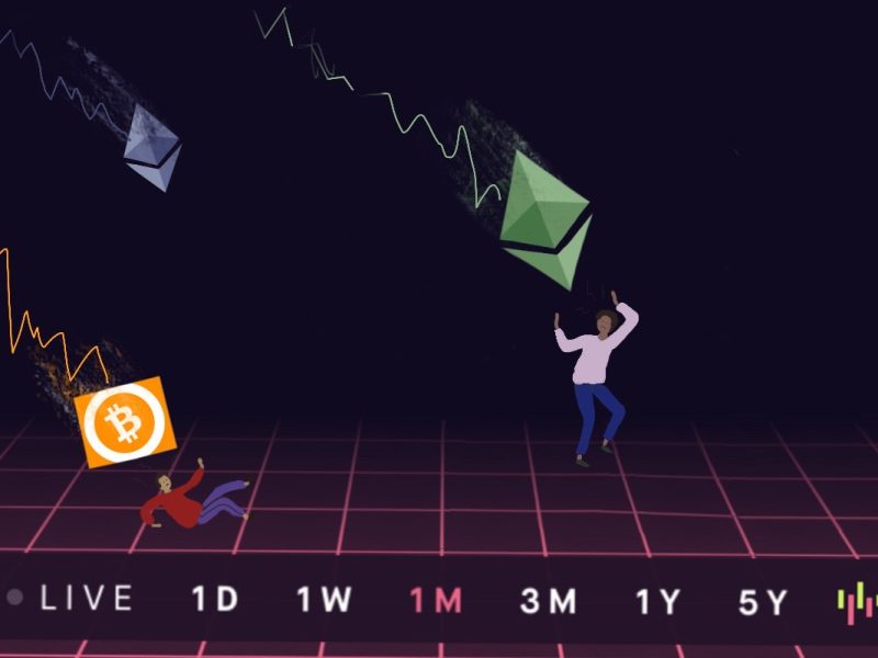 Illustration of a falling Bitcoin market