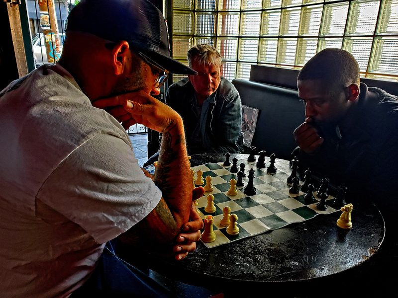 Two men playing chess.