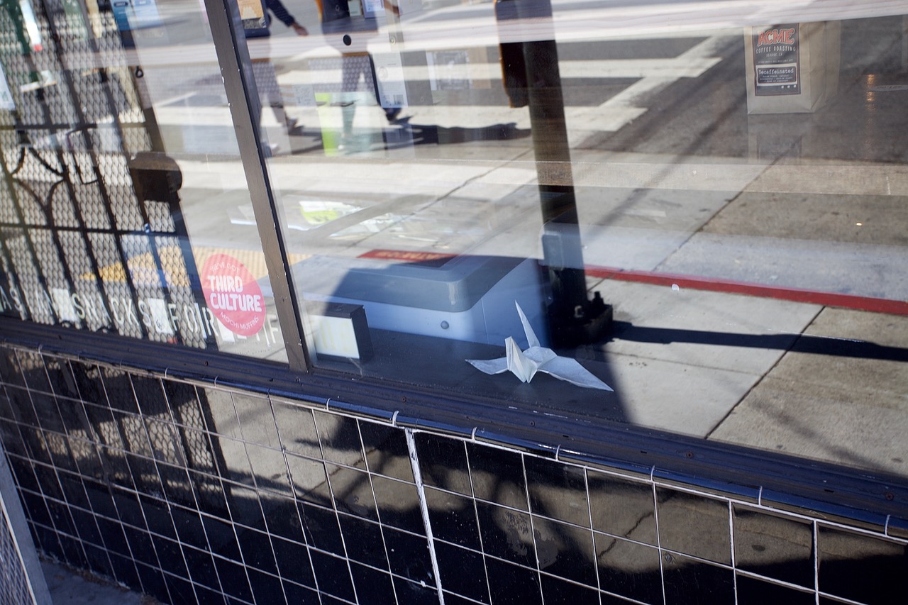 Oragami on a window sill
