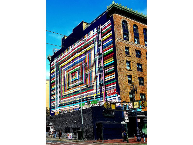 A building on Market street with a colored facade.