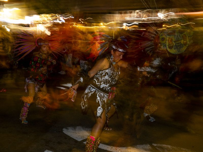 Dancers at the Day of the Dead parade.