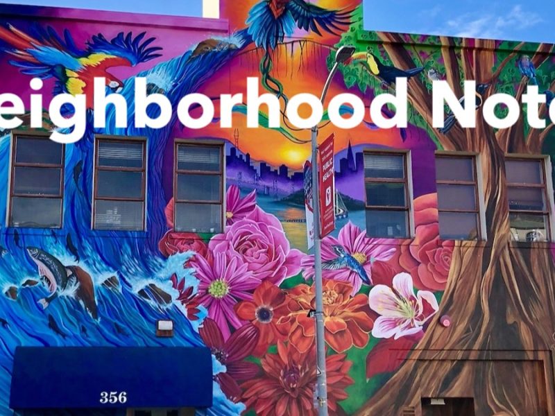 A mural with lots of colors.