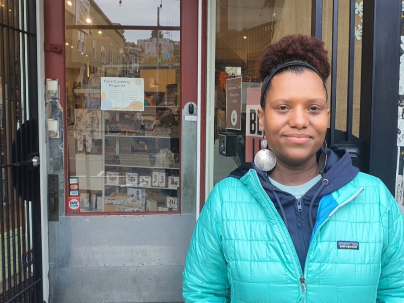 Bobbi Williams, director of operations at Natural Resources, poses for a picture outside her shop at 1051 Valencia St.
