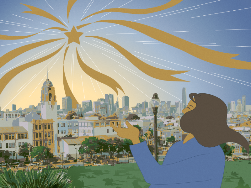 A star above Mission High and the city...