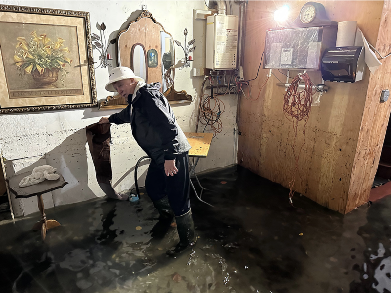 Sam Picazo showing the floodlines.