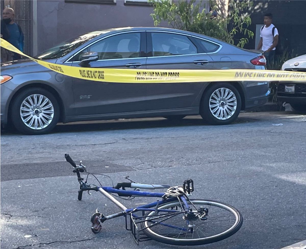 Bike hit by car