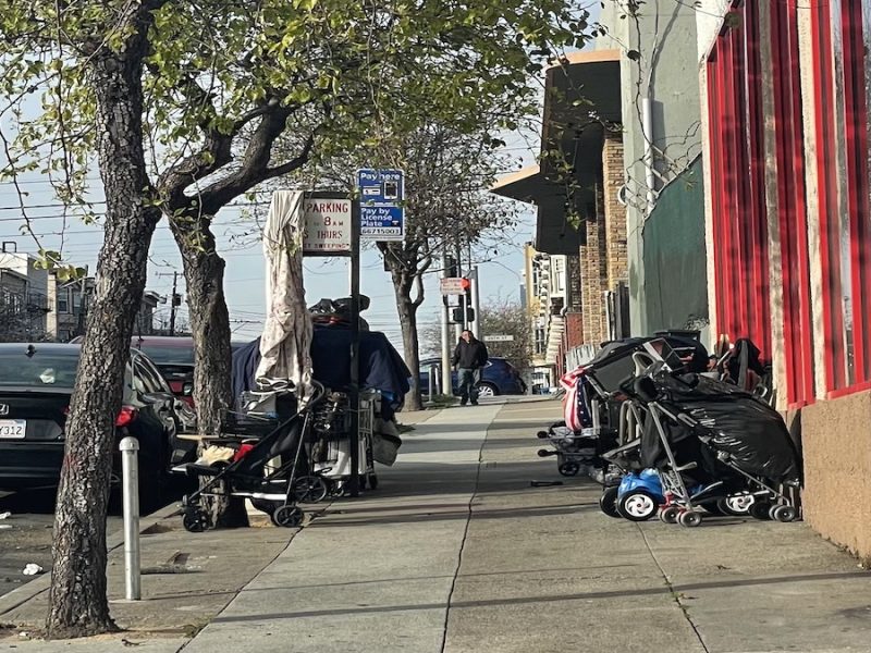 A remaining encampment outside of the site.