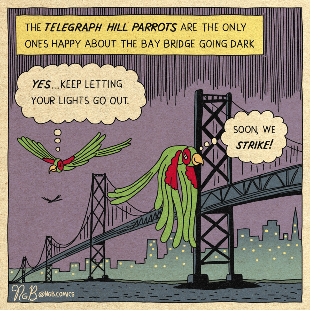 Birds flying near the bay Bridge