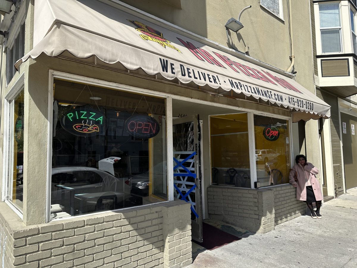 Storefront with smashed glass door
