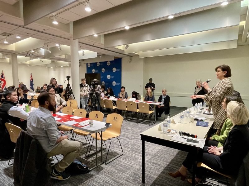 A group of people having a meeting