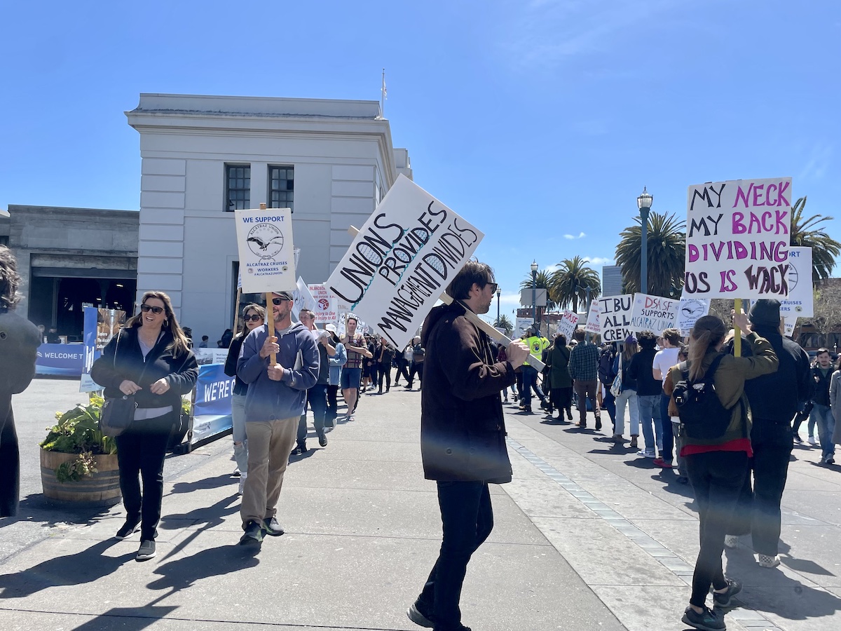 Union, ahoy: Alcatraz ferry workers rally over stalled contract