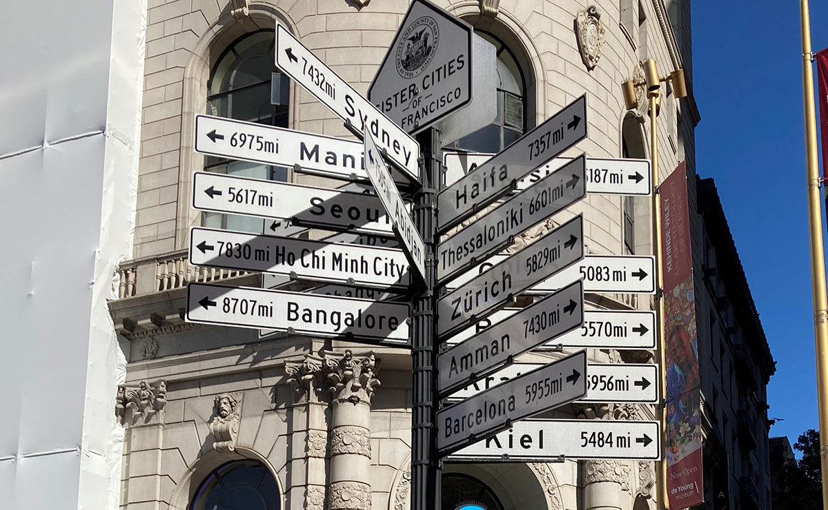 Many different directional signs.