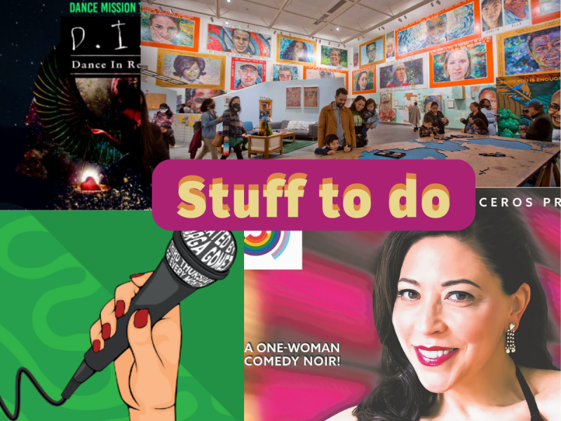 Collage of event posters.