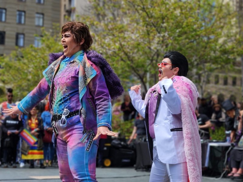 Drag kings Luke Modelo and Jota Mercury perform at Union Square.