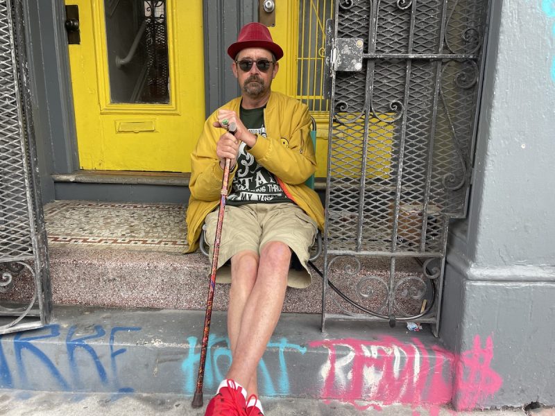 Pat outside of his Mission Street home. Taken May 18, 2023. Photo by Christina MacIntosh.
