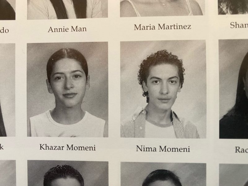 Nima Momeni and Khazar Momeni photos in high school year book
