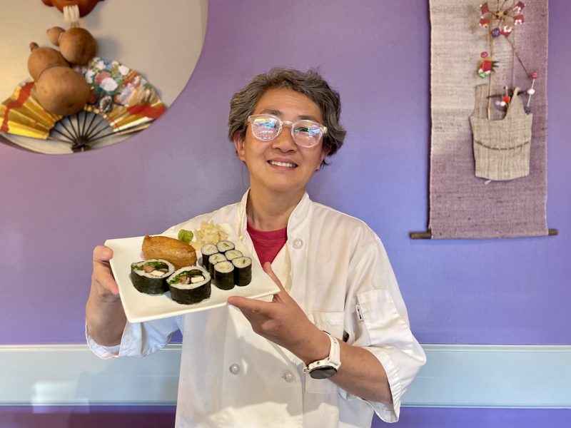 A person with a plate of food