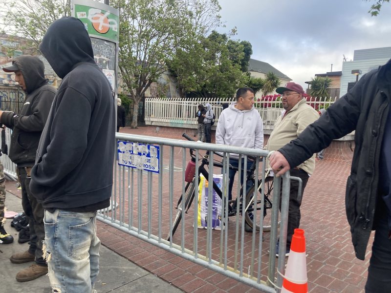 A fence separates the 24th Street Plaza and the sidewalk