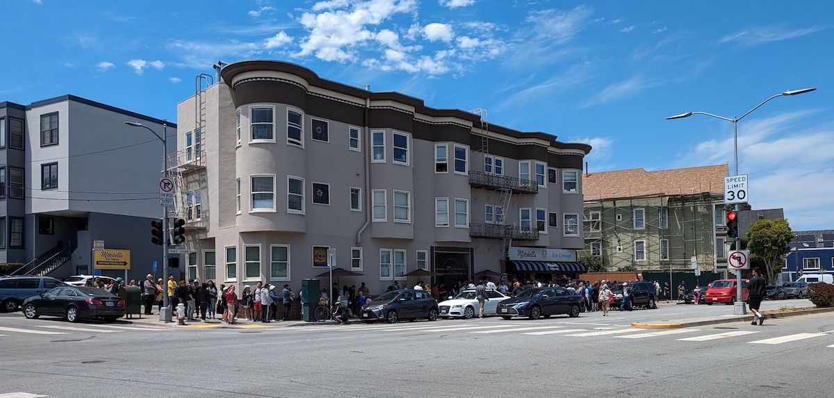 a long line for ice cream