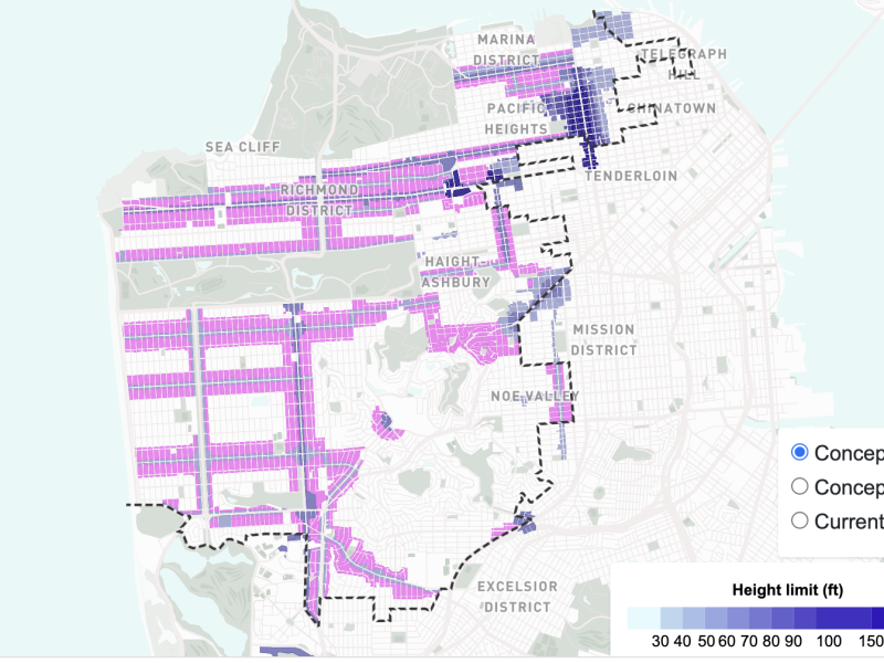 A street map showing how west side housing could change