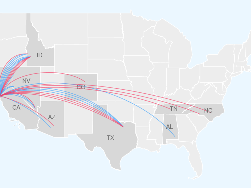 A map of emergency workers commuting to San Francisco.