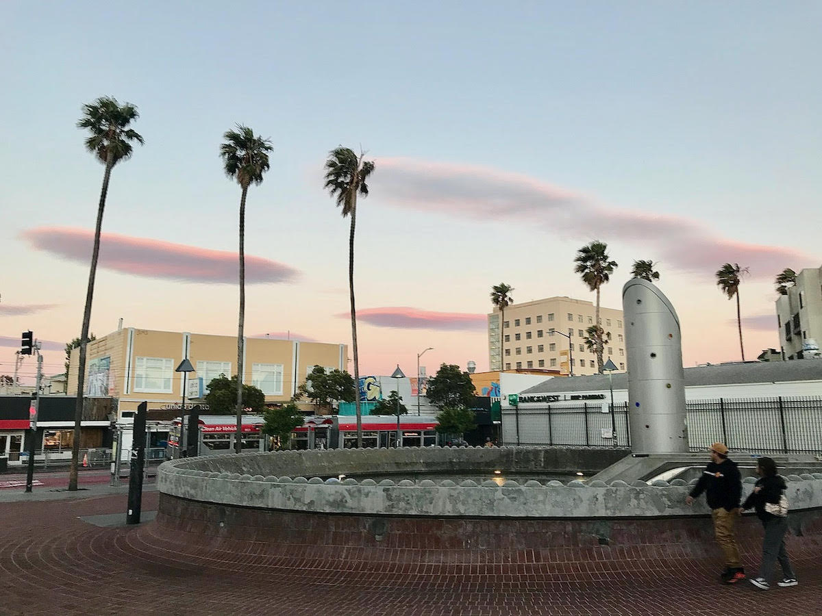 sunset sky by the BART station