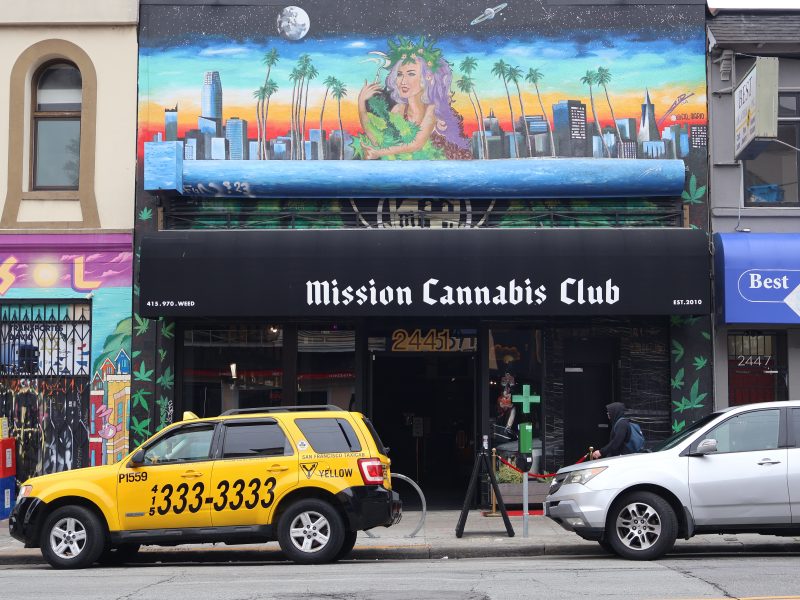 The storefront of Mission Cannabis Club on Mission Street. Photo by Kelly Waldron.