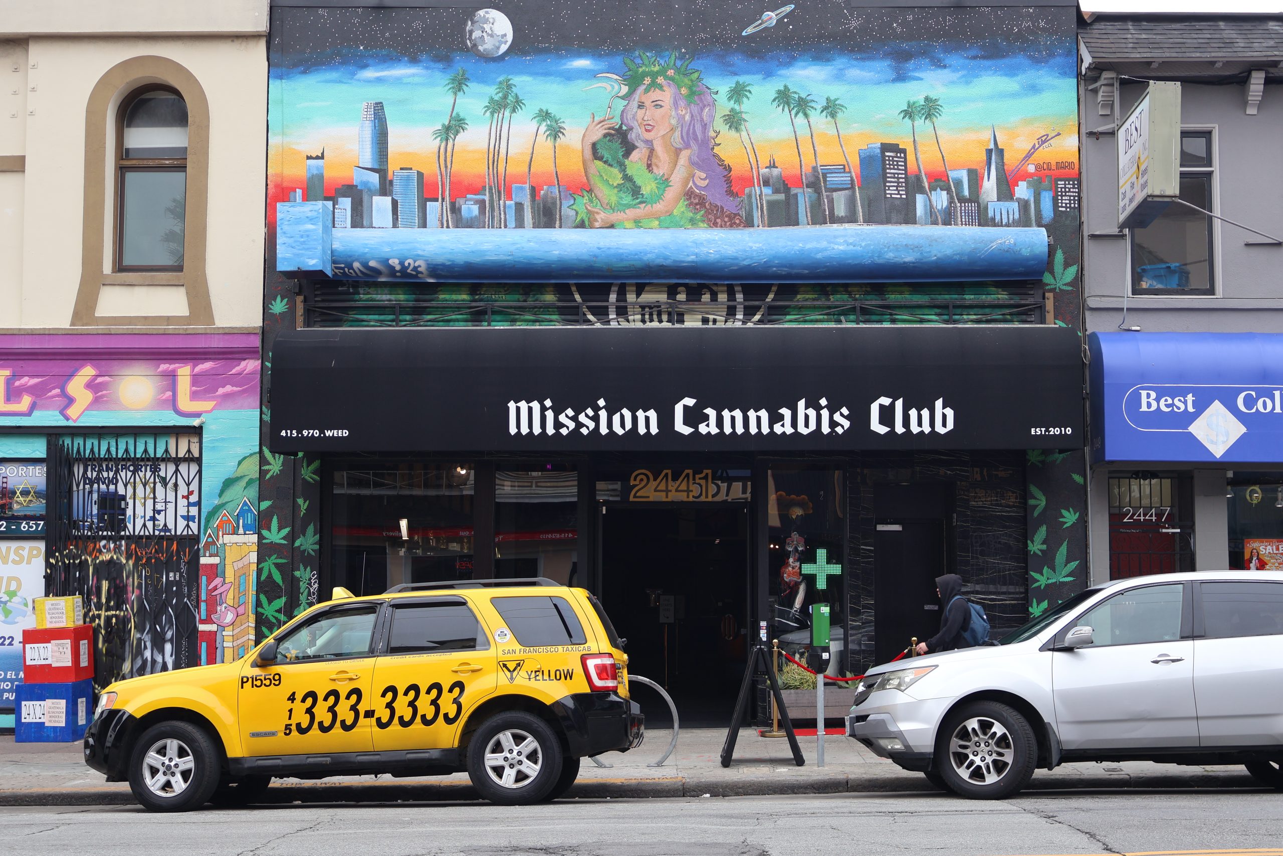 The storefront of Mission Cannabis Club on Mission Street. Photo by Kelly Waldron.